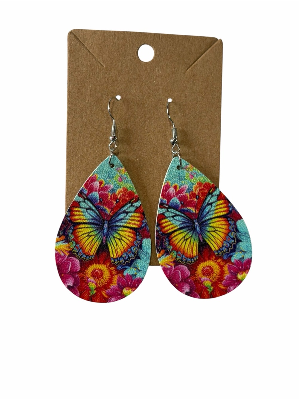 Butterfly Teardrop Earrings - Multicolor